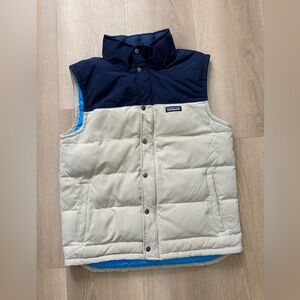 Patagonia Puffer Fitz Roy Down Two Tone Vest Jacket Mens Size Medium Blue / Tan